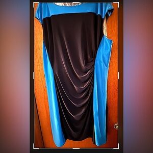Dress, Ralph Lauren, Navy blue/turquoise, Size 20 W. NWOT